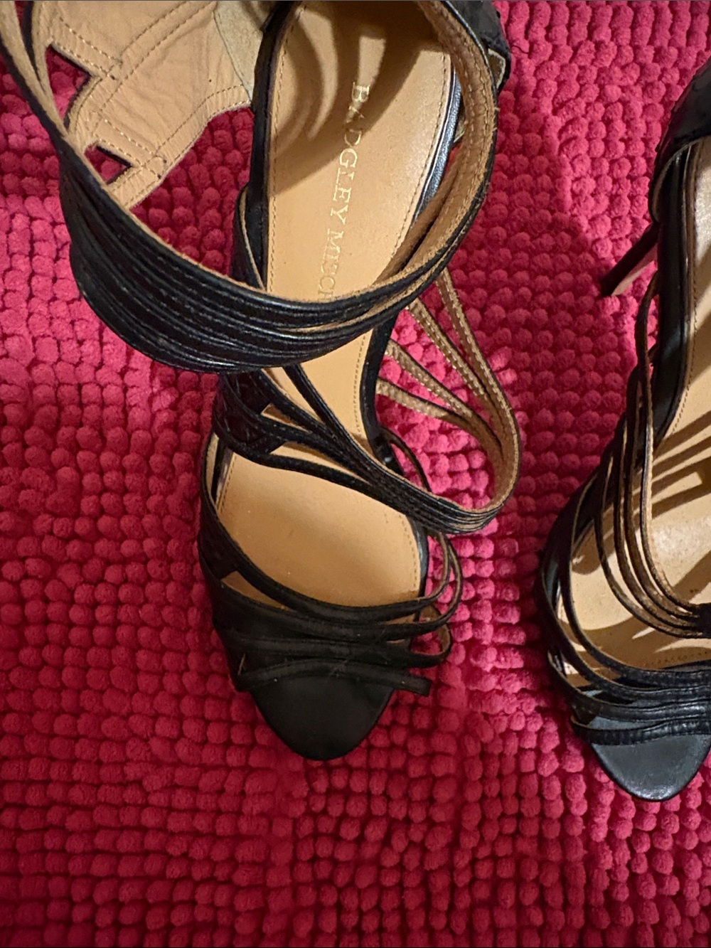 Badgley Mischka Black Strappy Stiletto Sandals
